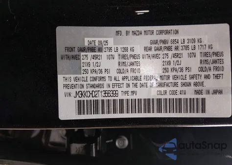 2026 Mazda Cx-90 3.3 Turbo Premium Sport z USA, uszkodzony, nr VIN JM3KKCHD2T1356399